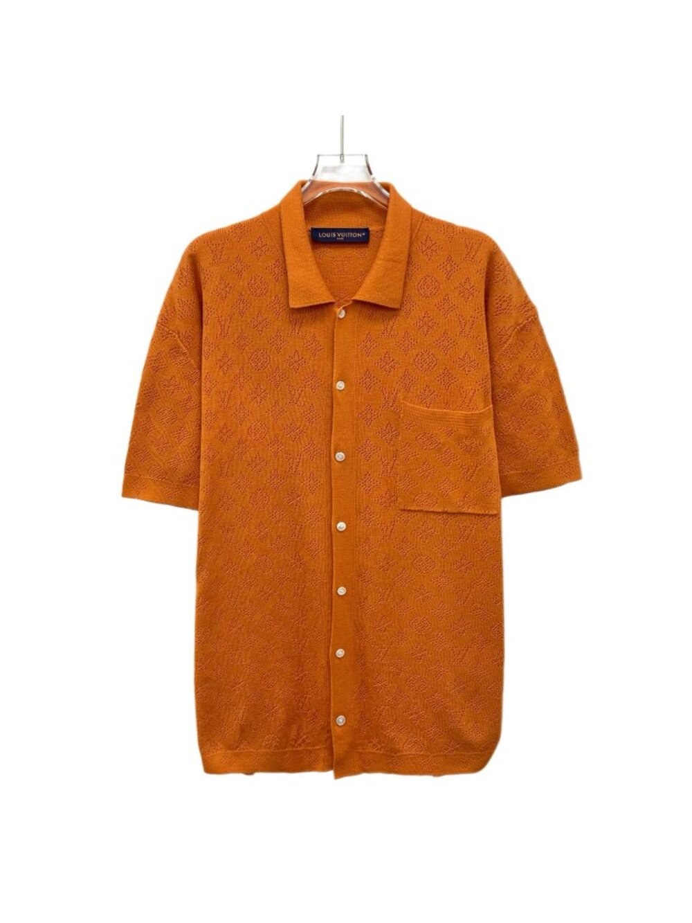Louis Vuitton 2024 Orange Monogram Logo Textured Knit Polo